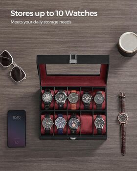 Watch Display Box With Ten Slots And Glass Lid, 5 of 9