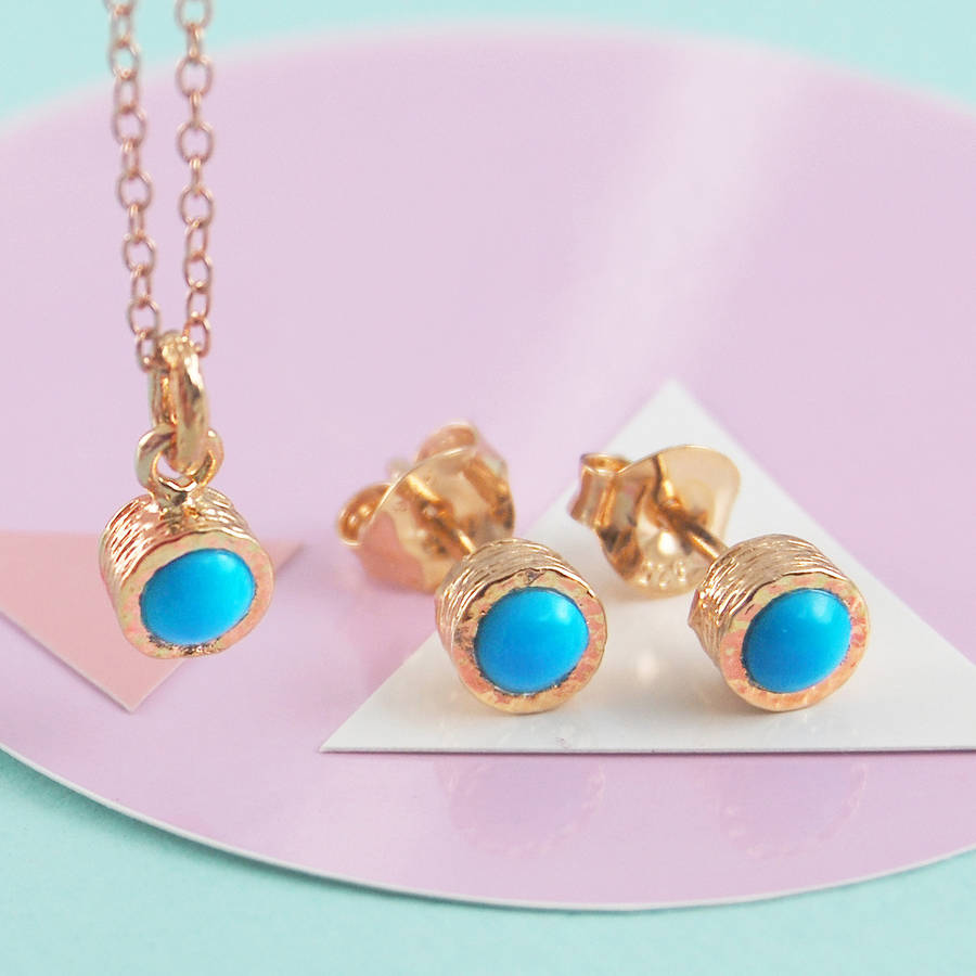 Turquoise December Birthstone Rose/Gold Plate Set, 1 of 4