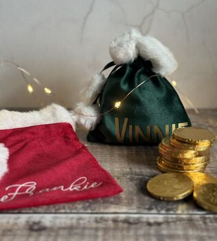 Personalised Small Velvet Christmas Santa Sack, 3 of 3