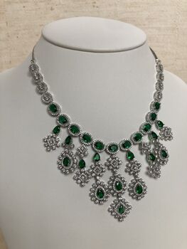 Emerald Green American Diamond Silver Set, 10 of 10