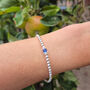 Sterling Silver Single Sapphire September Bead Birthstone Stretch Bracelet Gift, thumbnail 4 of 5