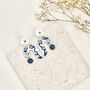 Blue And White Handmade Floral Arch Clay Earrings, thumbnail 2 of 6