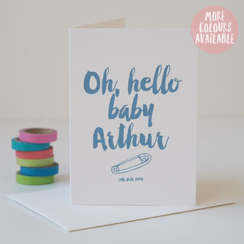 Oh Hello Baby, Personalised New Baby Boy Or Girl Card, 3 of 9