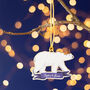 Polar Bear Personalised Wood Christmas Card And Bauble, thumbnail 3 of 4