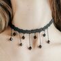 Handmade Black Beaded Gothic Emo Lace Choker Necklace, thumbnail 6 of 7