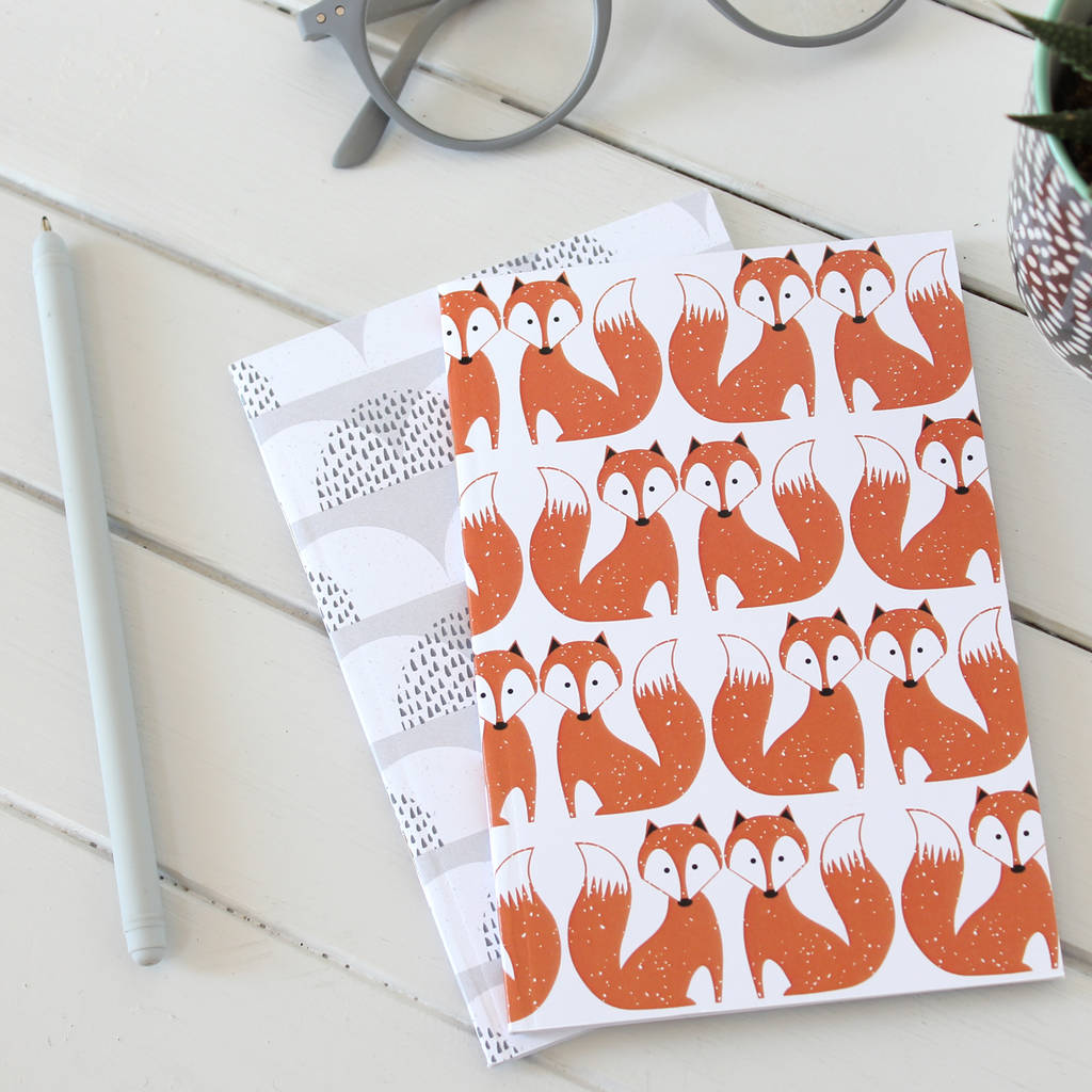 Orange Fox Small Note Book By Louise Brainwood