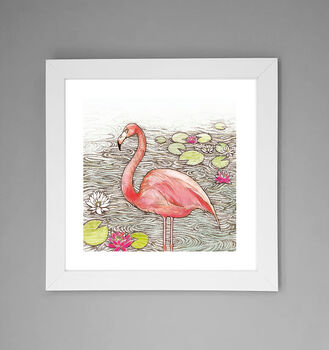 'Flamingo And Lilies' Print, 2 of 3