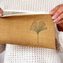 Embroidered Linen Ginkgo Long Pouch, thumbnail 3 of 4