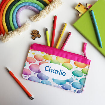 Personalised Rainbow Bubble Pencil Case, 10 of 12