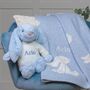 Personalised Blue Bashful Blanket And Bunny Baby Set, thumbnail 2 of 7