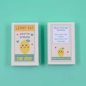 Wool Felt Lemon With Fun Message In A Matchbox, 2 of 4