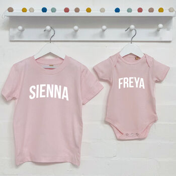 Personalised Sibling T Shirts In Varsity Style, 3 of 4