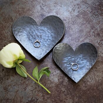 Hand Forged Steel Hearts Dish Set, Couples Gift, 2 of 8
