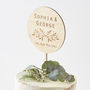 Engraved Botanical Personalised Wedding Cake Topper, thumbnail 6 of 6