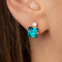 Aqua Blue Swarovski Crystal Square Stud Earrings, thumbnail 1 of 3