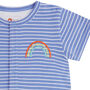 Short Baby Romper | Blue + White Stripe, thumbnail 2 of 5