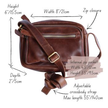 Brown Leather Pocket Crossbody Shoulder Bag, 5 of 5