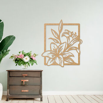 Handmade Wooden Lily Floral Wall Art For Living Room Or Bedroom, 7 of 9
