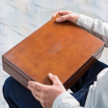 Personalised Mens Leather Storage Box, 6 of 12