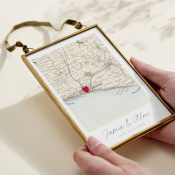 Personalised Vintage Map Picture With Stitched Heart, 6 of 10