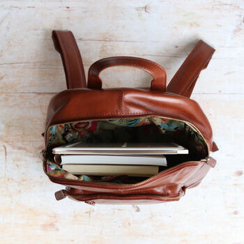 Vintage Style Leather Backpack, Tan, 4 of 5