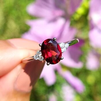 Garnet Ring In Sterling Silver And Gold Vermeil, 6 of 10