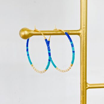 Large Hoop Sterling Silver / Gold Plated Bead Earrings, 6 of 12