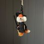 Wool Fox Witch With Broom Hanging Halloween Decoration, thumbnail 1 of 2