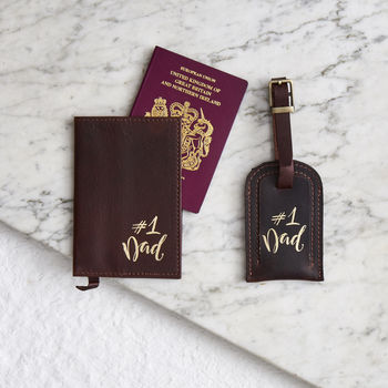 Number One Dad Passport Cover And Luggage Tag Set, 2 of 3