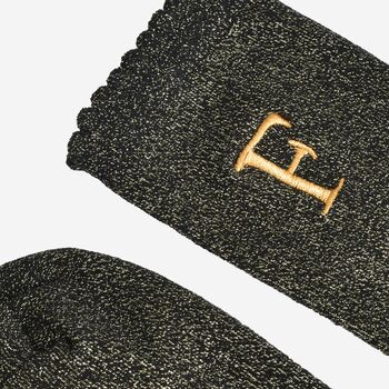 Women's Glitter Socks Black Gold Initial 'F', 4 of 5