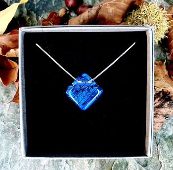 Blue Fused Glass Pendant Necklace, 3 of 10