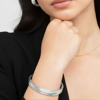 Nami 925 Sterling Silver Plated Twist Bangle, 2 of 5