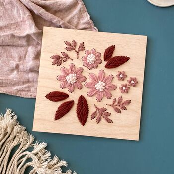 Floral Blossom Embroidery Kit On Wood, 6 of 6