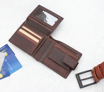 Personalised Men's Leather Wallet Flip Up Rfid Safe, 6 of 12
