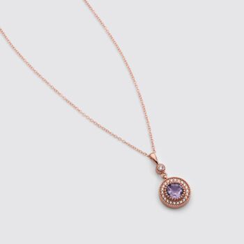 Round Amethyst 18k Rose Gold Plated Necklace, 3 of 5