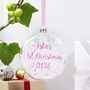 Personalised First Christmas Iridescent Flat Bauble, thumbnail 2 of 4