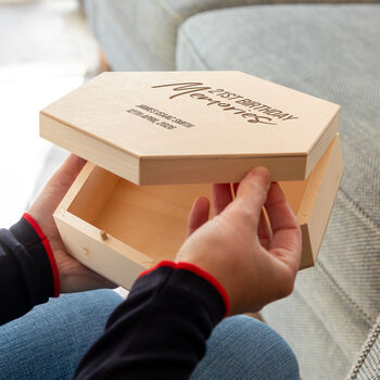 Personalised Milestone Birthday Hexagon Keepsake Box 18th 21st 30th 40th, 3 of 6