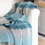 Blue And Grey Check Merino And Cashmere Wool Throw, thumbnail 2 of 4