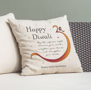 Personalised Diwali Om Symbol Cushion Cover, 2 of 3
