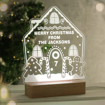 Personalised Gingerbread House Wooden Based LED Christmas Light, 10 of 10