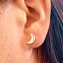 Star And Moon Sterling Silver Studs, thumbnail 2 of 3