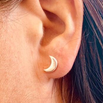 Star And Moon Sterling Silver Studs, 2 of 3