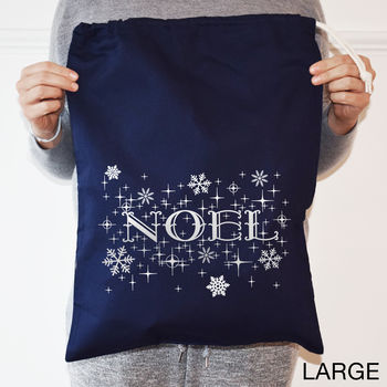 Silver And Navy Noel Christmas Sack, 4 of 5