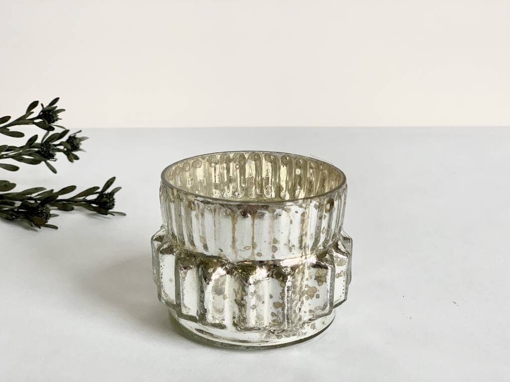 Mercury Glass Tea Light Holder Set By Door 77