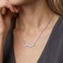 Nami 925 Sterling Silver Plated Cz Stone Wave Necklace, thumbnail 2 of 6