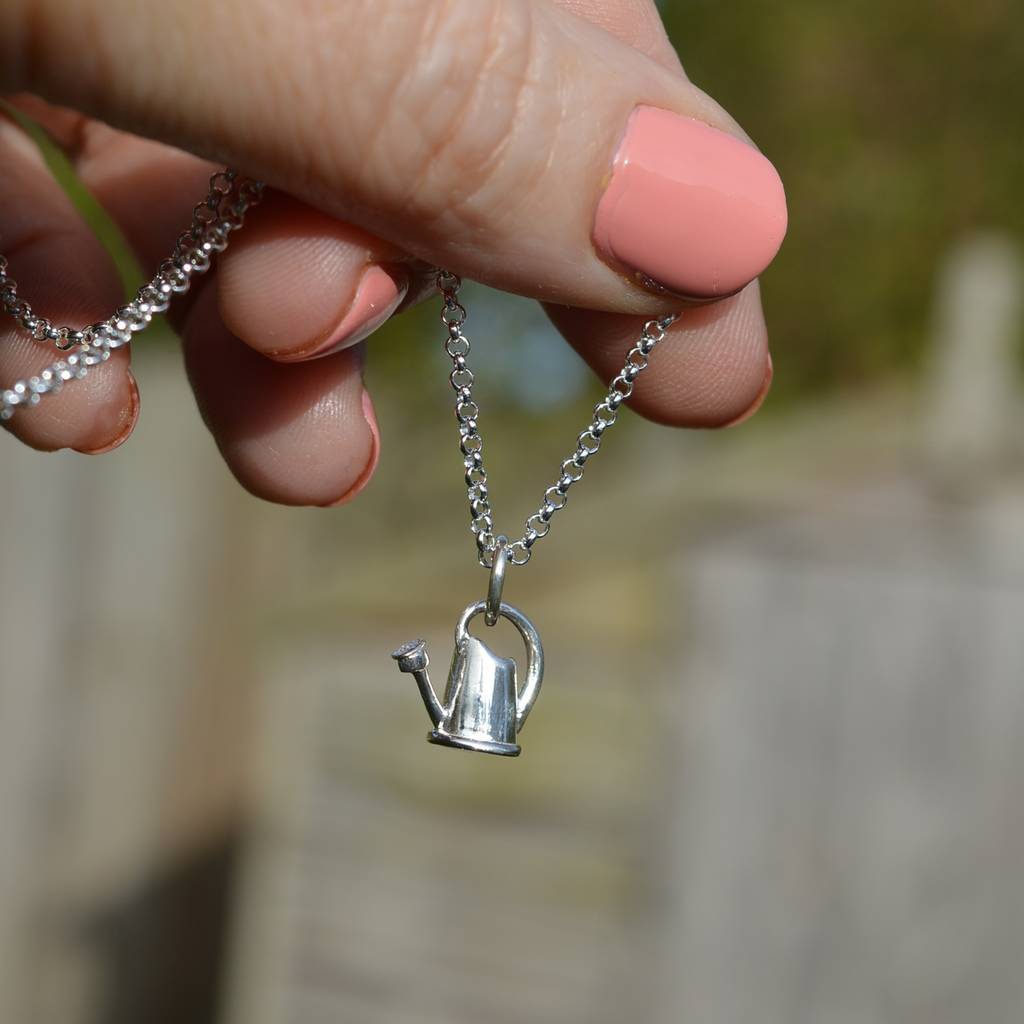 Silver Watering Can Necklace By Lily Charmed