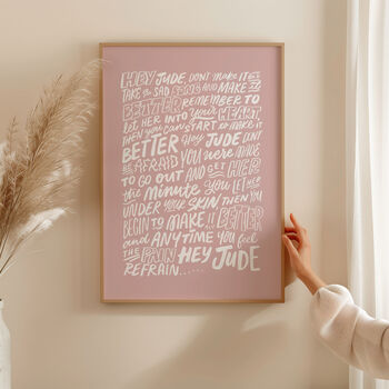 Hey Jude, Beatles Song Lyrics Wall Art, 6 of 11