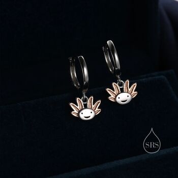 Axolotl Cute Sea Creature Hoop Earrings Sterling Silver, 4 of 11