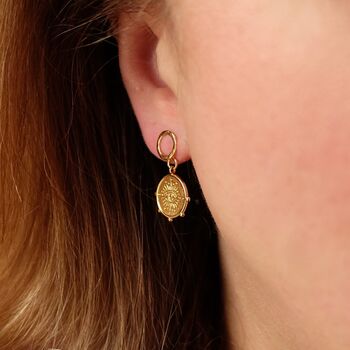 Gold Coin Evil Eye Earrings – Bohemian Lucky Charm Jewellery, 2 of 4