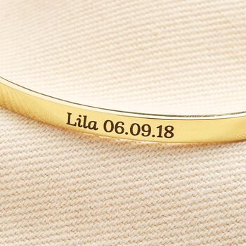 Personalised Sterling Silver Flat Open Torque Bangle In Gold, 4 of 4